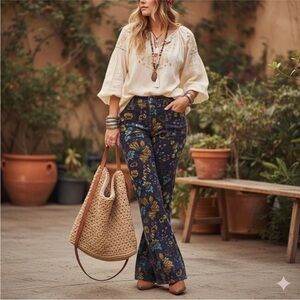 Floral Blue Women's Pants